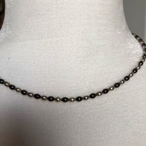 Silver & grey beaded choker.